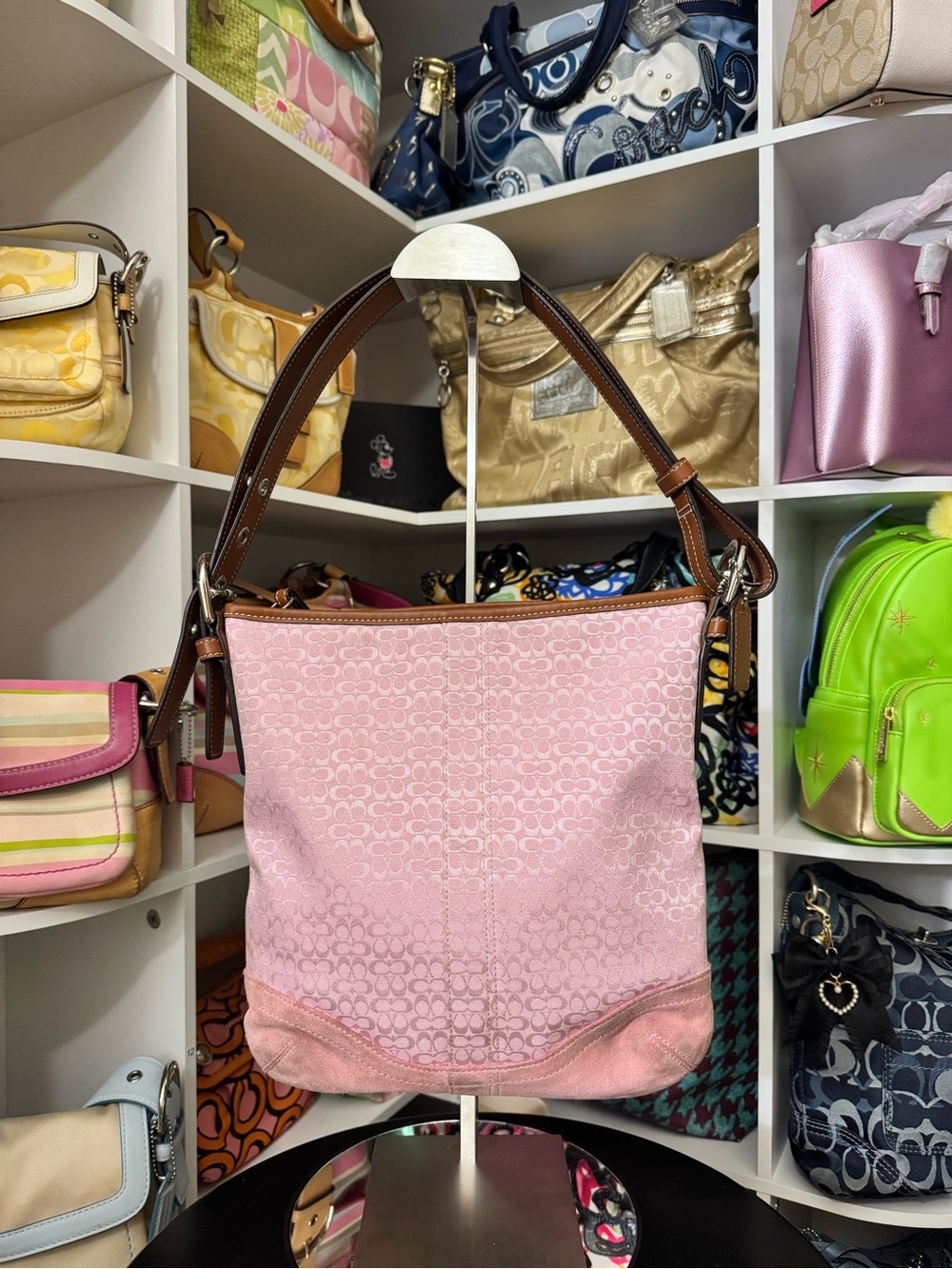 Coach Pink Signature Canvas Shoulder Bag